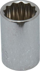 Paramount - 9/16", 3/8" Drive, Standard Hand Socket - 12 Points, 1-3/16" OAL, Steel, Chrome Finish - A1 Tooling