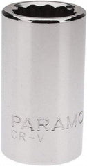 Paramount - 7/16", 3/8" Drive, Standard Hand Socket - 12 Points, 1-3/16" OAL, Steel, Chrome Finish - A1 Tooling