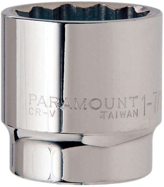 Paramount - 1-7/16", 1/2" Drive, Standard Hand Socket - 12 Points, 1-1/2" OAL, Steel, Chrome Finish - A1 Tooling