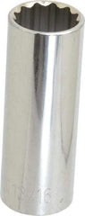 Paramount - 13/16", 1/2" Drive, Deep Hand Socket - 12 Points, 3-3/32" OAL, Steel, Chrome Finish - A1 Tooling