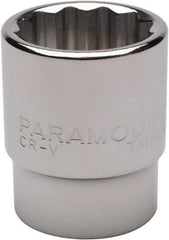 Paramount - 15/16", 1/2" Drive, Standard Hand Socket - 12 Points, 1-1/2" OAL, Steel, Chrome Finish - A1 Tooling