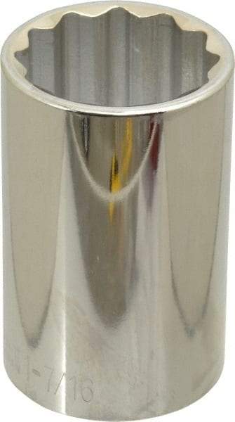 Paramount - 1-7/16", 1/2" Drive, Deep Hand Socket - 12 Points, 3-1/2" OAL, Steel, Chrome Finish - A1 Tooling