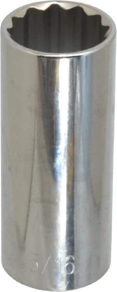 Paramount - 15/16", 1/2" Drive, Deep Hand Socket - 12 Points, 3-3/32" OAL, Steel, Chrome Finish - A1 Tooling