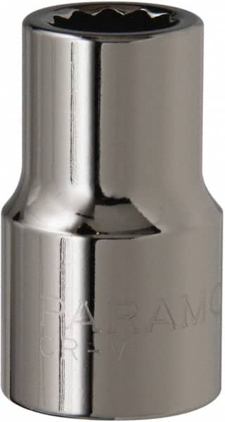 Paramount - 7/16", 1/2" Drive, Standard Hand Socket - 12 Points, 1-1/2" OAL, Steel, Chrome Finish - A1 Tooling