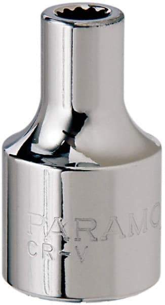 Paramount - 1/4", 1/2" Drive, Standard Hand Socket - 12 Points, 1-1/2" OAL, Steel, Chrome Finish - A1 Tooling