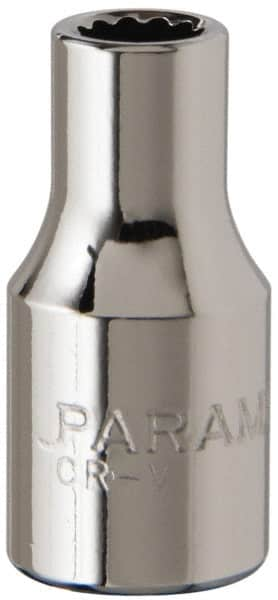 Paramount - 1/4" Drive, Standard Hand Socket - 12 Points, 15/16" OAL, Steel, Chrome Finish - A1 Tooling