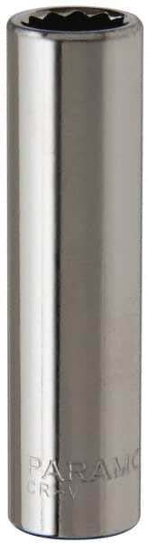 Paramount - 11/32", 1/4" Drive, Deep Hand Socket - 12 Points, 1-15/16" OAL, Steel, Chrome Finish - A1 Tooling