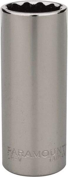 Paramount - 1/4" Drive, Deep Hand Socket - 12 Points, 1-15/16" OAL, Steel, Chrome Finish - A1 Tooling