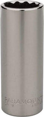 Paramount - 1/4" Drive, Deep Hand Socket - 12 Points, 1-15/16" OAL, Steel, Chrome Finish - A1 Tooling