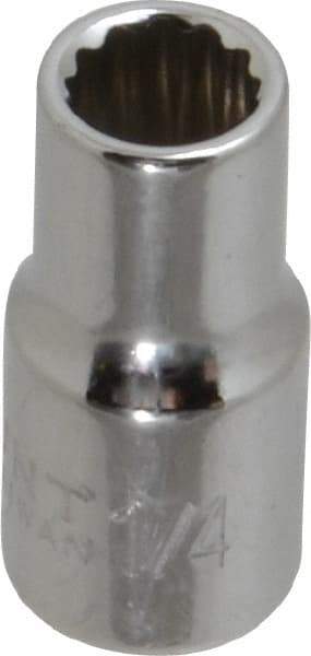 Paramount - 1/4", 1/4" Drive, Standard Hand Socket - 12 Points, 15/16" OAL, Steel, Chrome Finish - A1 Tooling