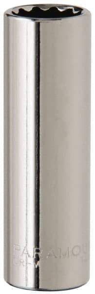 Paramount - 7/16", 1/4" Drive, Deep Hand Socket - 12 Points, 1-15/16" OAL, Steel, Chrome Finish - A1 Tooling