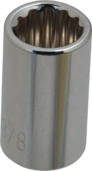 Paramount - 3/8", 1/4" Drive, Standard Hand Socket - 12 Points, 15/16" OAL, Steel, Chrome Finish - A1 Tooling