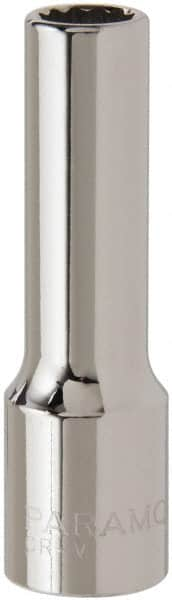 Paramount - 1/2" Drive, Deep Hand Socket - 12 Points, 3-3/32" OAL, Steel, Chrome Finish - A1 Tooling