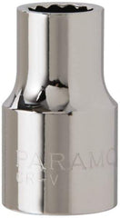 Paramount - 1/2" Drive, Standard Hand Socket - 12 Points, 1-1/2" OAL, Steel, Chrome Finish - A1 Tooling