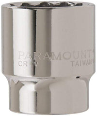 Paramount - 1/2" Drive, Standard Hand Socket - 12 Points, 1-1/2" OAL, Steel, Chrome Finish - A1 Tooling