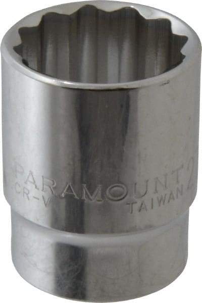 Paramount - 1/2" Drive, Standard Hand Socket - 12 Points, 1-1/2" OAL, Steel, Chrome Finish - A1 Tooling