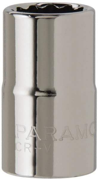 Paramount - 1/2" Drive, Standard Hand Socket - 12 Points, 1-1/2" OAL, Steel, Chrome Finish - A1 Tooling