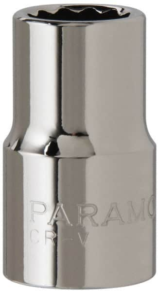 Paramount - 1/2" Drive, Standard Hand Socket - 12 Points, 1-1/2" OAL, Steel, Chrome Finish - A1 Tooling