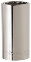 Paramount - 1-1/8", 1/2" Drive, Deep Hand Socket - 12 Points, 3-3/32" OAL, Steel, Chrome Finish - A1 Tooling