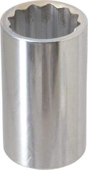 Paramount - 1-1/4", 1/2" Drive, Deep Hand Socket - 12 Points, 3-1/4" OAL, Steel, Chrome Finish - A1 Tooling