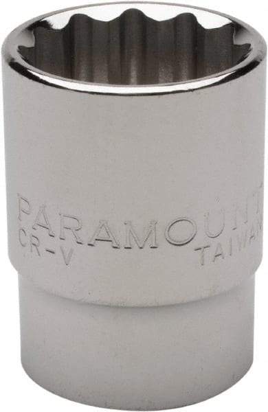 Paramount - 7/8", 1/2" Drive, Standard Hand Socket - 12 Points, 1-1/2" OAL, Steel, Chrome Finish - A1 Tooling