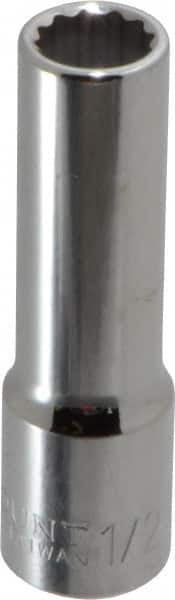 Paramount - 1/2", 1/2" Drive, Deep Hand Socket - 12 Points, 3-3/32" OAL, Steel, Chrome Finish - A1 Tooling