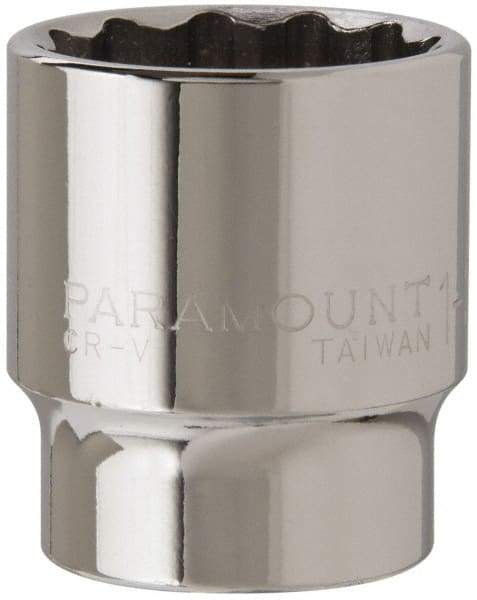 Paramount - 1-3/16", 1/2" Drive, Standard Hand Socket - 12 Points, 1-1/2" OAL, Steel, Chrome Finish - A1 Tooling