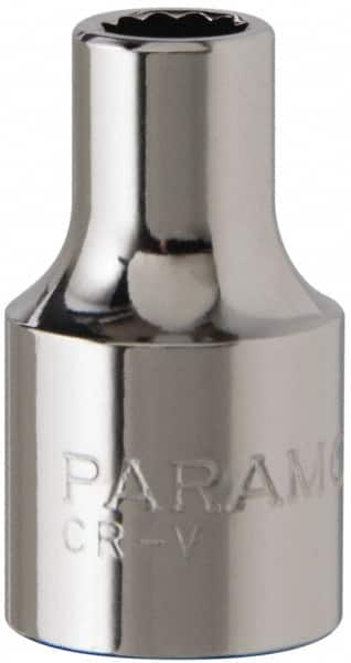 Paramount - 1/4", 3/8" Drive, Standard Hand Socket - 12 Points, 1-3/16" OAL, Steel, Chrome Finish - A1 Tooling