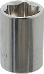 Paramount - 1/2", 1/4" Drive, Standard Hand Socket - 6 Points, 15/16" OAL, Steel, Chrome Finish - A1 Tooling