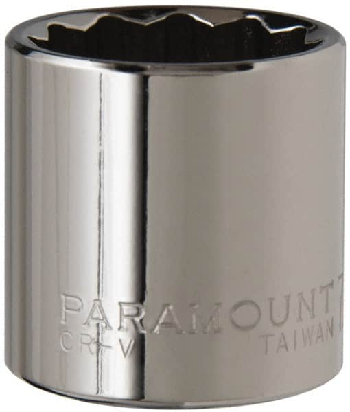 Paramount - 7/8", 3/8" Drive, Standard Hand Socket - 12 Points, 1-3/16" OAL, Steel, Chrome Finish - A1 Tooling