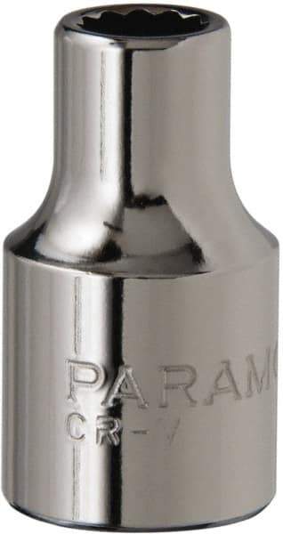 Paramount - 3/8" Drive, Standard Hand Socket - 12 Points, 1-3/16" OAL, Steel, Chrome Finish - A1 Tooling