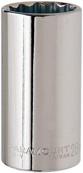 Paramount - 3/8" Drive, Deep Hand Socket - 12 Points, 2-1/2" OAL, Steel, Chrome Finish - A1 Tooling