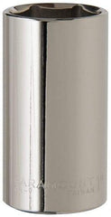 Paramount - 1", 3/8" Drive, Deep Hand Socket - 6 Points, 2-1/2" OAL, Steel, Chrome Finish - A1 Tooling