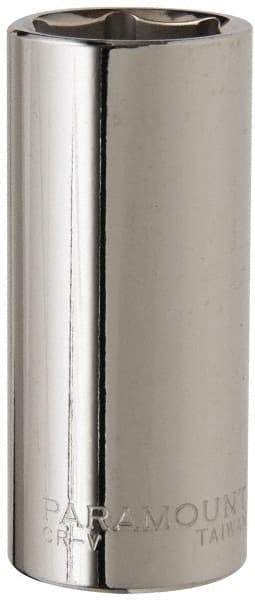 Paramount - 1/2" Drive, Deep Hand Socket - 6 Points, 3-3/32" OAL, Steel, Chrome Finish - A1 Tooling