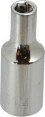 Paramount - 1/4", 3/8" Drive, Deep Hand Socket - 6 Points, 1-15/16" OAL, Steel, Chrome Finish - A1 Tooling