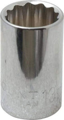 Paramount - 3/8" Drive, Standard Hand Socket - 12 Points, 1-3/16" OAL, Steel, Chrome Finish - A1 Tooling