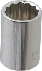 Paramount - 3/8" Drive, Standard Hand Socket - 12 Points, 1-3/16" OAL, Steel, Chrome Finish - A1 Tooling