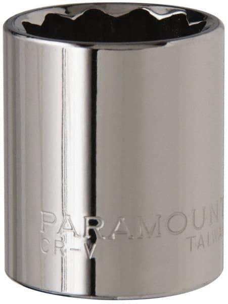 Paramount - 3/8" Drive, Standard Hand Socket - 12 Points, 1-3/16" OAL, Steel, Chrome Finish - A1 Tooling