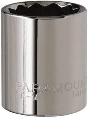 Paramount - 3/8" Drive, Standard Hand Socket - 12 Points, 1-3/16" OAL, Steel, Chrome Finish - A1 Tooling