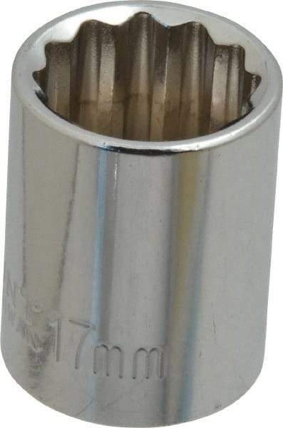 Paramount - 3/8" Drive, Standard Hand Socket - 12 Points, 1-3/16" OAL, Steel, Chrome Finish - A1 Tooling