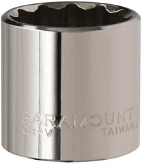 Paramount - 3/8" Drive, Standard Hand Socket - 12 Points, 1-3/16" OAL, Steel, Chrome Finish - A1 Tooling