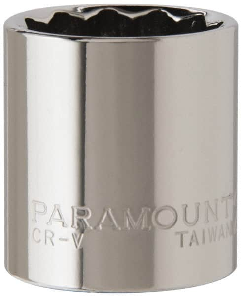 Paramount - 3/8" Drive, Standard Hand Socket - 12 Points, 1-3/16" OAL, Steel, Chrome Finish - A1 Tooling