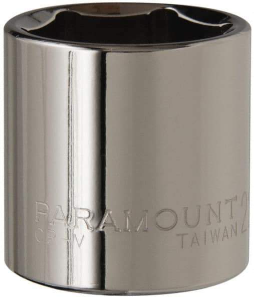 Paramount - 3/8" Drive, Standard Hand Socket - 6 Points, 1-3/16" OAL, Steel, Chrome Finish - A1 Tooling