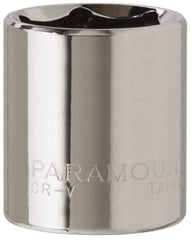 Paramount - 3/8" Drive, Standard Hand Socket - 6 Points, 1-3/16" OAL, Steel, Chrome Finish - A1 Tooling