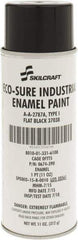 Ability One - Black, Flat, Enamel Spray Paint - 8 to 10 Sq Ft per Can, 11 oz Container - A1 Tooling