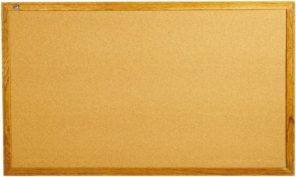 Quartet - 60" Wide x 36" High Open Cork Bulletin Board - Natural Cork over Fiberboard, Oak Frame - A1 Tooling