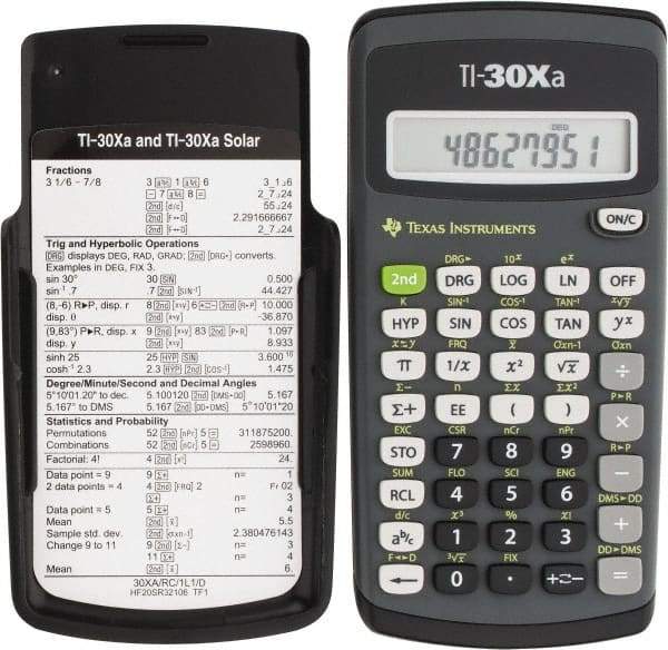 Texas Instruments - LCD 1 Function Handheld Calculator - 10 x 1 Display Size, Dark Gray & Black, (2) A76 Batteries Powered, 6" Long x 3-1/8" Wide - A1 Tooling