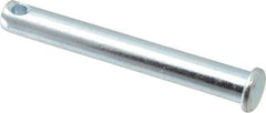 Made in USA - 5/16" Pin Diam, 2-1/2" OAL, Standard Clevis Pin - 9/64" Hole, 2-23/64" Usable Length, Zinc-Plated Steel - A1 Tooling