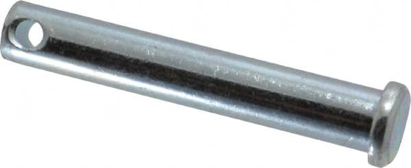 Made in USA - 3/8" Pin Diam, 2-1/4" OAL, Standard Clevis Pin - 5/32" Hole, 2-3/32" Usable Length, Zinc-Plated Steel - A1 Tooling