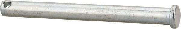 Made in USA - 3/8" Pin Diam, 4" OAL, Standard Clevis Pin - 5/32" Hole, 3-27/32" Usable Length, Zinc-Plated Steel - A1 Tooling